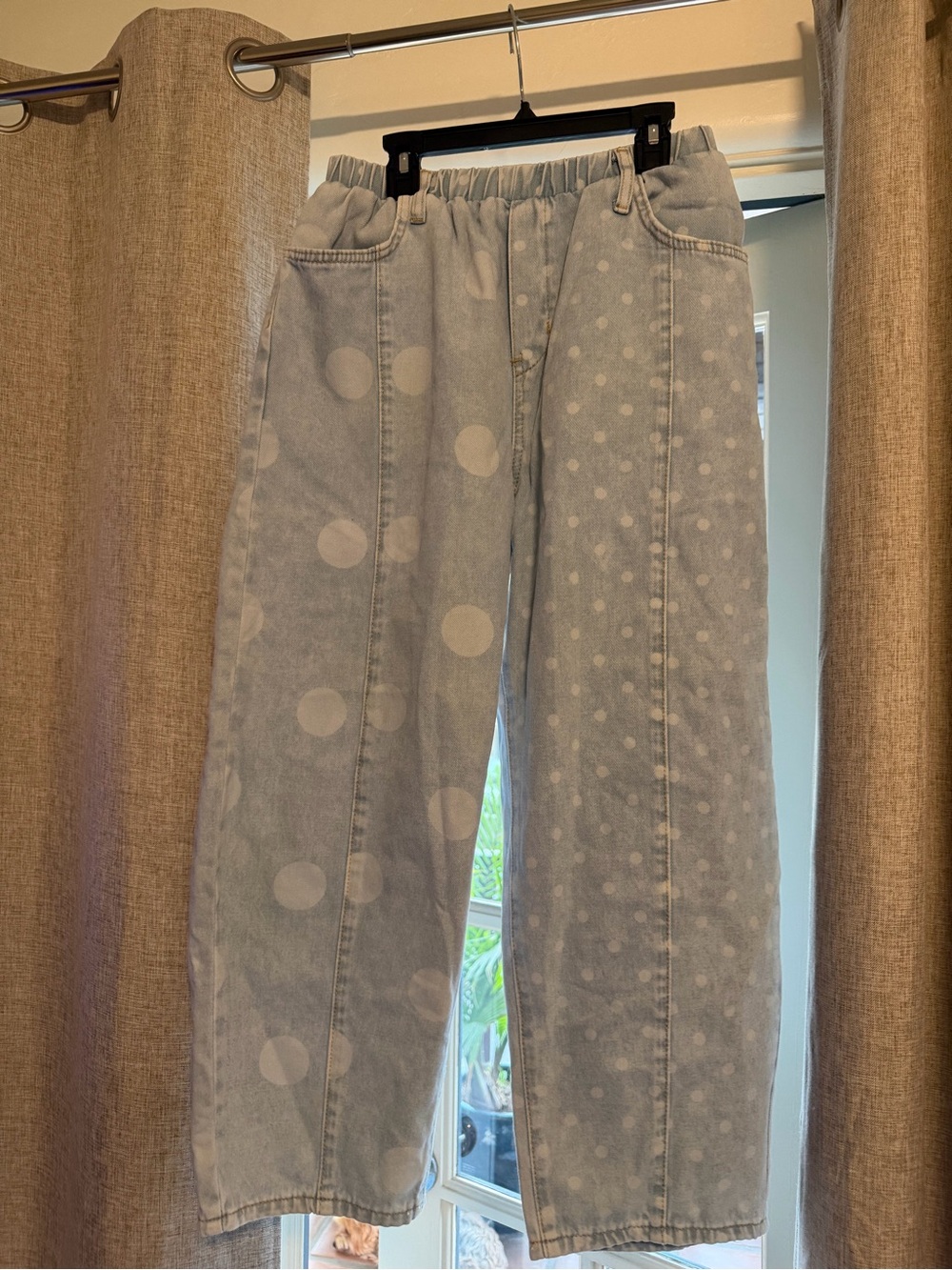 SHEIN Light Blue Polka Dot Straight-Leg Jeans